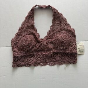 Mudd Lace Halter Bralette - Dusty Mauve